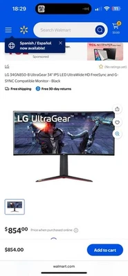 LG 34gn850-b Ultragear 34" QHD 3440x1440 21:9 Curved 160Hz Gaming Monitor - Image 1 of 4