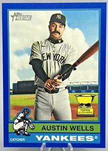 2025 Topps Heritage Austin Wells Blue Border Parallel 441 New York Yankees - Picture 1 of 2