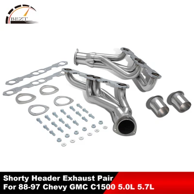 For 88-97 Chevy GMC C1500 K1500 C2500 K2500 5.0L 5.7L Shorty Header Exhaust Pair - Image 1 of 4
