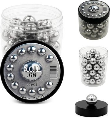 A.C.I.L. Premium Aluminium Balls .68 Cal. Solid Resuable Paintballs Powerballs for Target