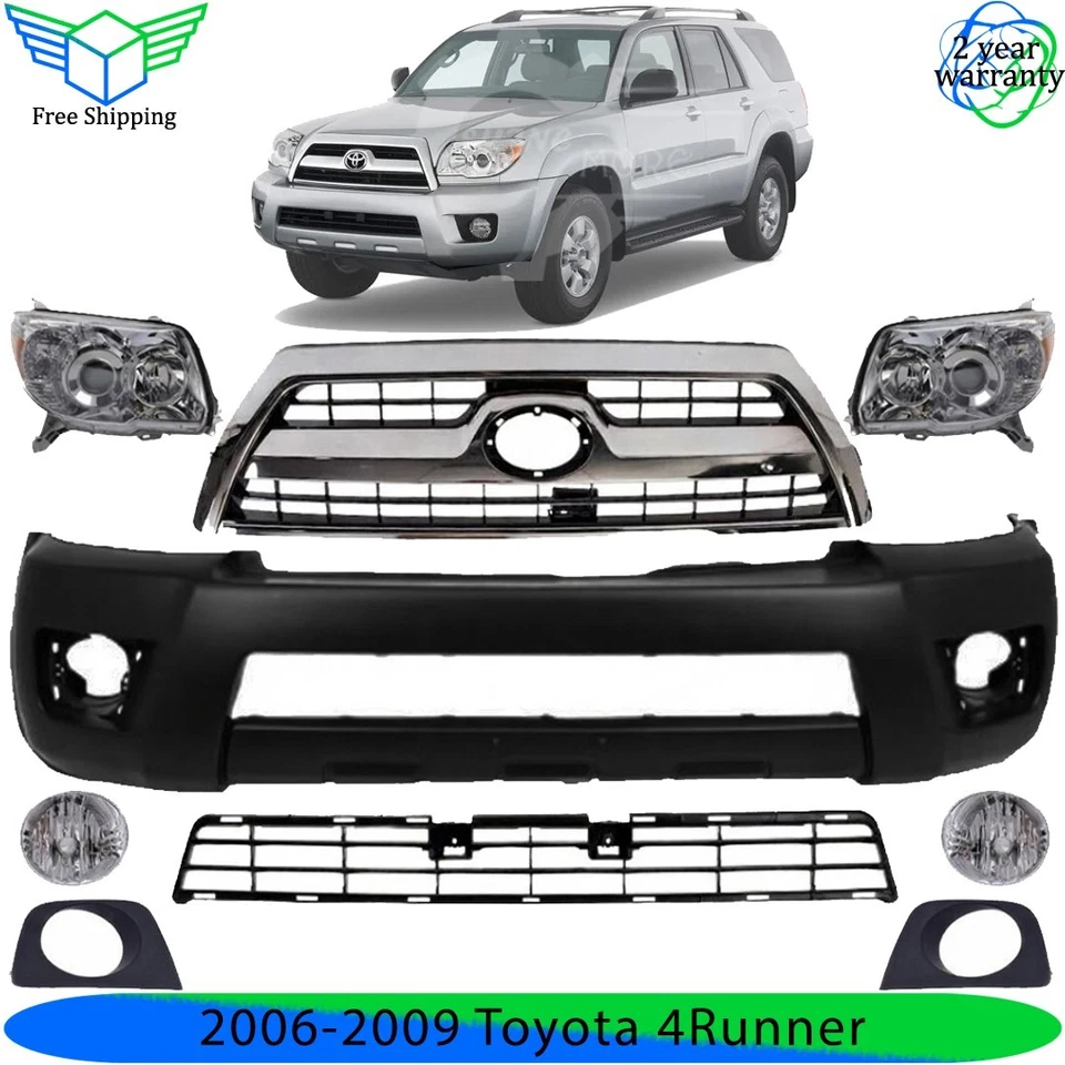 Front Bumper Cover & Headlight Assembly Kit For 2006-2009 Toyota 4Runner Foto 1 de 4
