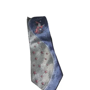 Disney Mickey Mouse Fantasia Silk Tie Blue Gray Red Stars Wizard Necktie - Picture 1 of 7