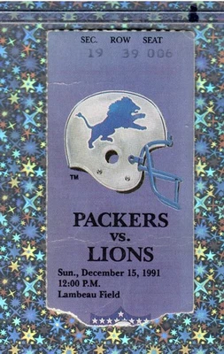 Barry Sanders 1st playoff birth Ticket Pack Lions 12-15-1991 Mel Gray 78y TD Rtn - Image 1 of 4