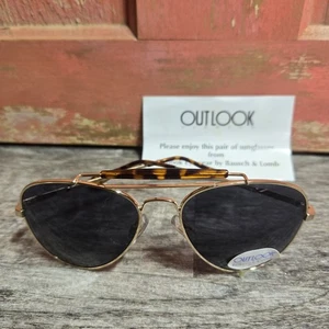 Occhiali da sole aviatore vintage Bausch & Lomb Outlook oro tartaruga NOS originali - Foto 1 di 18