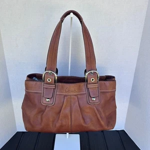 Coach Leather Satchel Handbag Purse Brown Top Handle Designer Bag Tote Cognac - Picture 1 of 12