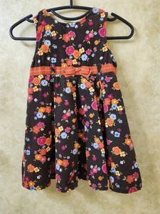 Gymboree Girls Dress Size 6 Brown Orange Fall Floral Print Sleeveless Jumper - Picture 1 of 5