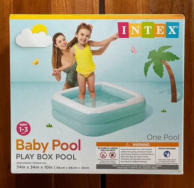 Brand new Intex 57100EP 34" x 34" x 10" play box baby pool blue inflatable - Image 1 of 3