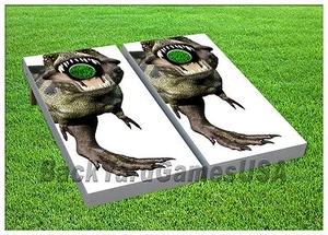 DINOSAUR Custom Cornhole Boards BEANBAG TOSS GAME Bags T Rex Dino Set 280 - Picture 1 of 1