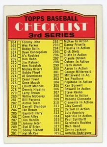 1972 Topps Baseball Checklist 3rd Series Unmarked Ex #251 - Picture 1 of 1