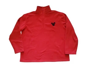 Disney Mickey Mouse Fleece Pull over Jacket Men's Red Size Large good Gondition - Picture 1 of 6