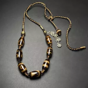 Magical DZI wealth Bead naturally Red Meat Old Agate *Many treasure* necklace g - Picture 1 of 9