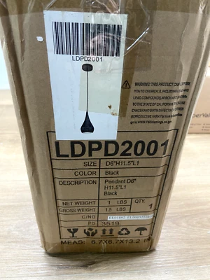 Living District LDPD2001 Nora 1 Light 6" Pendant Ceiling Light ,Black - Image 1 of 3