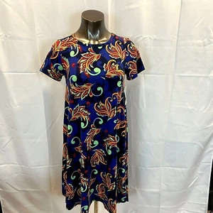 NWT LuLaRoe Size XXS Carley Paisley Pocket Dress Short Sleeve - Picture 1 of 5