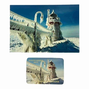 c.1990 South Haven Leuchtturm South Haven Michigan Bill Penrose Foto und Magnet - Bild 1 von 6