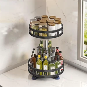 Rotatable Kitchen Storage Rack Kitchen Accessories Spice Storage Rack Clean Stor - Picture 1 of 12