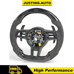 Carbon Fiber LED Steering Wheel w/ Trim For Porsche Panamera Cayenne 911 718 991 - Picture 1 of 8