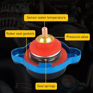 Alloy Car Thermostatic Gauge Radiator Cap 1.1 Bar Head Small Water Temp Meter US - Picture 1 of 8
