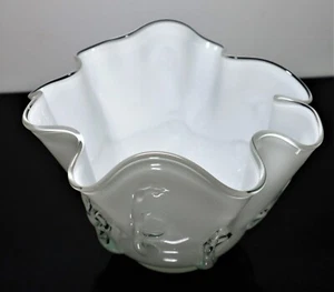 White Murano Art Glass handkerchief Vase large immaculate condition - Picture 1 of 13