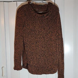 Eileen Fisher Muskatbraun Bio Baumwolle Leinenmischung Wasserfallausschnitt Pullover Gr. L - Bild 1 von 8
