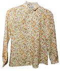 Vtg 70s Personal Soft Floral Polyester Gathered Button-Up Blouse Size 8 Petite 