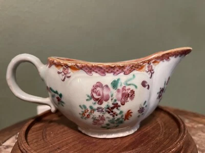 Antique Chinese Porcelain Export Famille Rose Gravy Boat 18th Century - Image 1 of 4