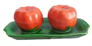 Shaker sale pepe vintage 3 pezzi Giappone con supporto pomodoro arancione brillante - Foto 1 di 7