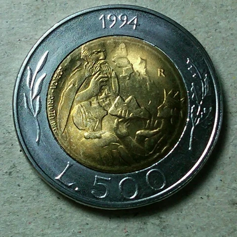 San Marino 500 lire 1994 unc bi-metallic coin Cover