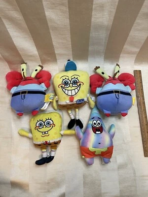 Spongebob Squarepants, Patrick And Mr. Krabs Stuffed Plush Toy 4”-6” Lot Of 5 - Image 1 of 4