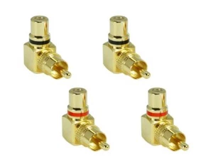 4x Premium RCA Adapter RCA Male to RCA Female Angle Adapter Solid - Picture 1 of 2