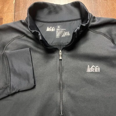 REI Mens Large Black Polyester Half Zip Pullover Performance Outdoors - Image 1 of 4