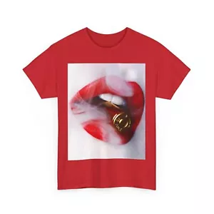 BULLET RED LIPS SMOKE TEE TSHIRT ART GIFT MEN WOMEN FASHION STREET WEAR SHIRT - Picture 1 of 22