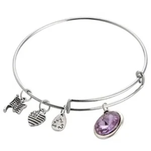 Birthstone Charm Expandable Bangle Bracelet - Picture 1 of 1