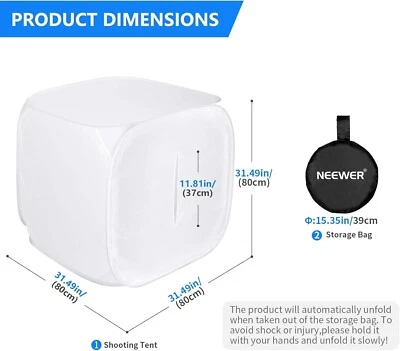 Neewer 32 polegadas estúdio fotográfico tenda de tiro cubo de luz dobrável difusão caixa macia - Imagem 1 de 4