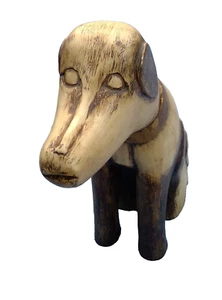 Vintage Folk Art Seated Dog Statue Sculpture Resin Primitive 12" x 4¾" x 15½" - Picture 1 of 12