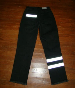 CARMAR Juliet High Waist Cropped Boyfriend Jeans Black Reflective Stripes Sz 25 - Picture 1 of 3