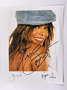 Janet Jackson signiertes Foto Virgin Records farbige Promo ca. Ende der 1990er Jahre - Bild 1 von 13