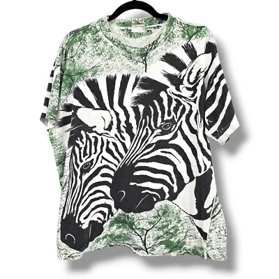 Camiseta Caribbean Dream Estampado Gráfico Cebra Estampado Completo De Colección Puntada Única Foto 1 de 4