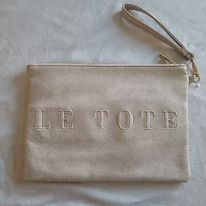 Le Tote  Heavy Zippered Travel Bag 12.5x9"Grey Handle Vtg 80's - Picture 1 of 12