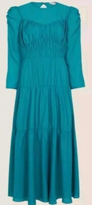 Monsoon Penny Enchanted Teal Tiered Midi Dress Uk 16 Bnwt Green Victoriana - Picture 1 of 7