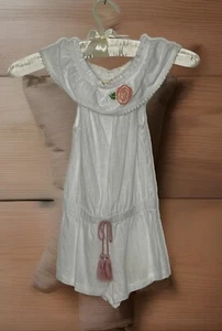 Matilda Jane Size 4 Romper Beachy Light Rayon Rose Accent Ruffle Collar Cord Tie - Picture 1 of 6