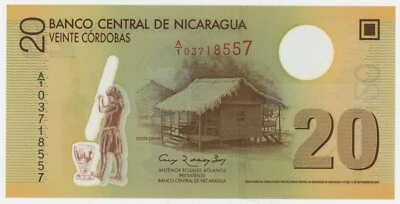 Nicaragua 20 Cordobas 12-9-2007 Pick 202.a UNC Uncirculated Banknote - Image 1 of 2