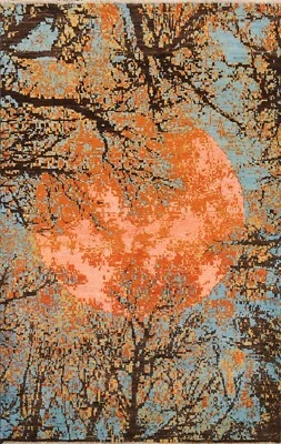 Nature Print Abstract Hand-knotted Wool/ Silk Modern Area Rug Foyer Carpet 4x6 - Image 1 of 4