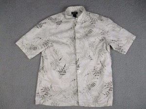 Axcess Shirt Mens Large Beige Floral Button Down Hawaiian A Claiborne Company - Picture 1 of 11