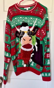 Celebrate Together Women's Winter Holiday Cow Sweater Size XXL - Picture 1 of 4