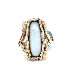 14 Karat Gelbgold Damen Opal Brutalist Ring 8,10 g Größe 4,5 - Bild 1 von 4