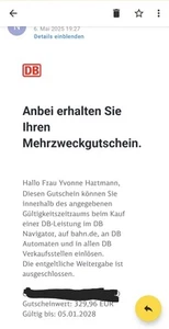 db deutsche bahn gutschein 329.96 Euro - Bild 1 von 1