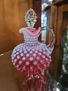 Vintage Fenton Cranberry Opalescent Hobnail Cruet  #160 - Picture 1 of 11