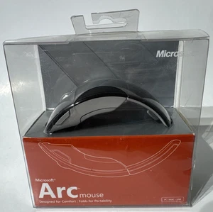 2009 Microsoft Arc Mouse PC/Mac USB 1349 1350 Black Ergonomic FOLDS UP NEW - Picture 1 of 4