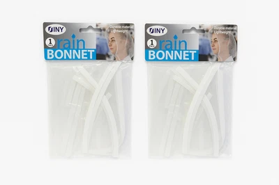 2 Pack Clear Rain Bonnet Waterproof Plastic Hat Reusable One Size Adult New - Image 1 of 4