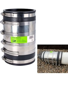 Raccord de raccord de tuyau flexible Fernco 4" XL avec bouclier inox - Photo 1/5